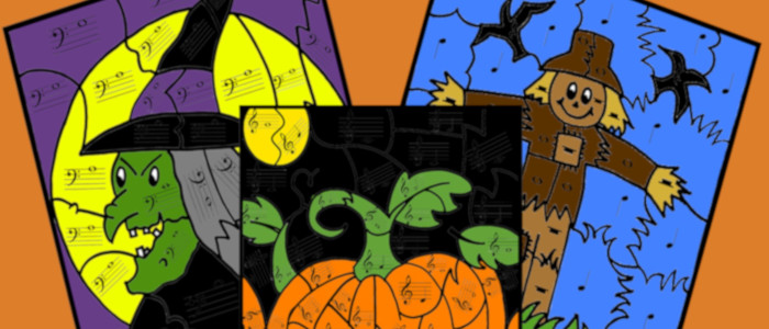 Free Halloween Color By Note Music Theory Pages