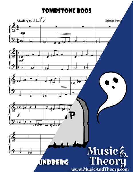 Tombstone Boos Halloween Piano Sheet Music Sample