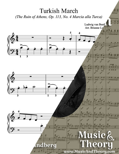 Turkish March (Beethoven) Beginner Piano Sheet Music Sample