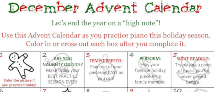 FREEBIE: Piano Practice Advent Calendar