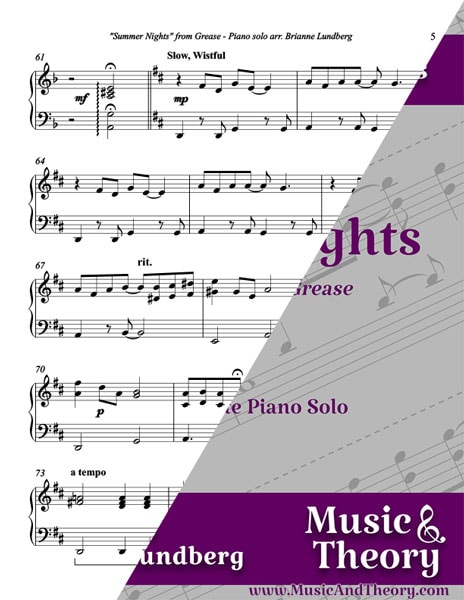 SUMMER NIGHTS Piano Sheet music