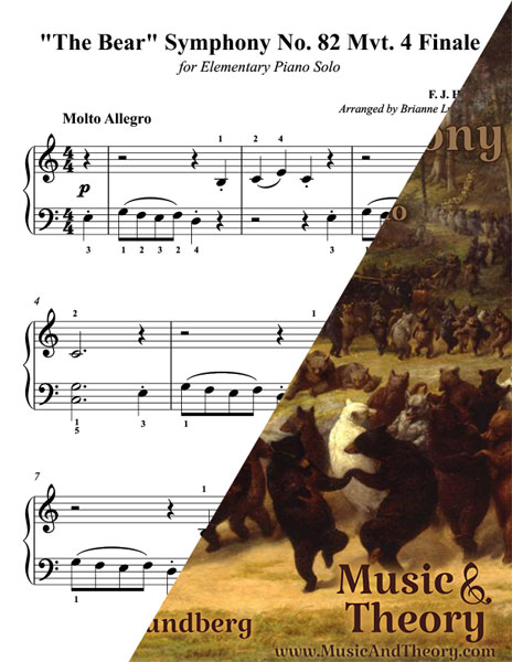 Bear Symphony Finale by Hadyn beginner sheet music with articulations preview