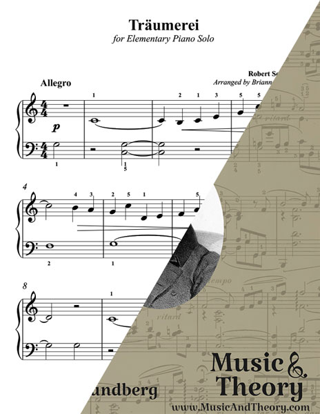 Traumerei by Schumann simplified piano sheet music preview