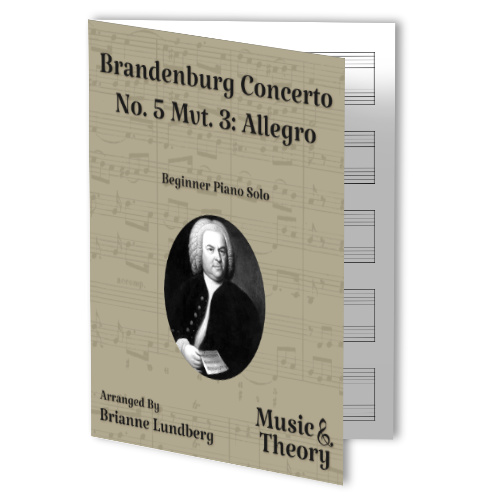 Brandenburg Concerto 5 Movement 3 Allegro by Bach beginner piano sheet music